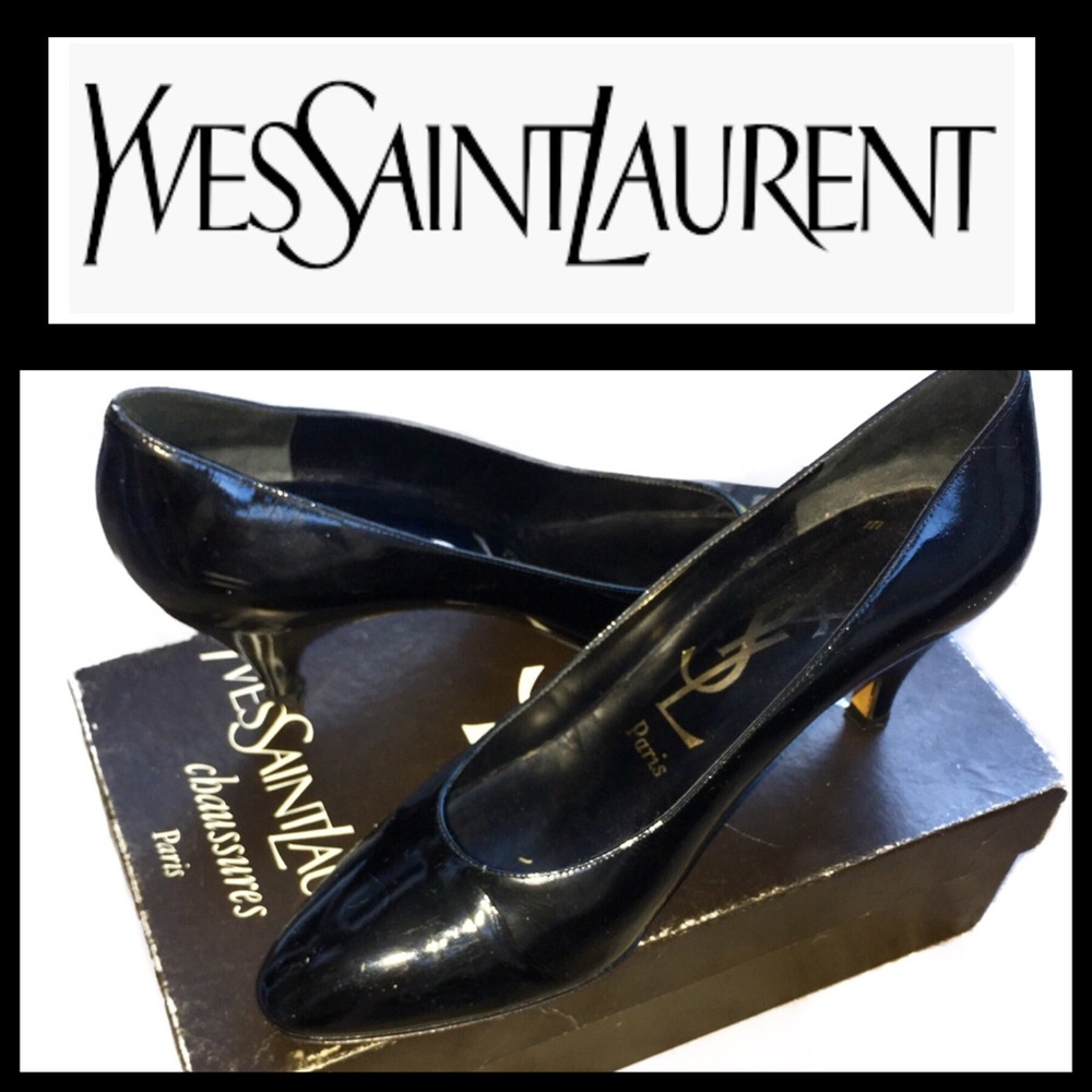 Yves Saint Laurent Black Patent Leather Heels 8M
